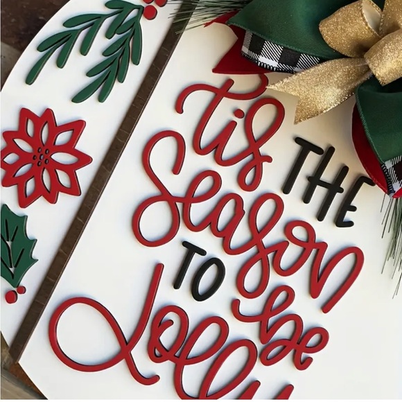 Christmas ‘Tis The Season To Be Jolly’ Welcome Door Sign - Picture 3 of 3